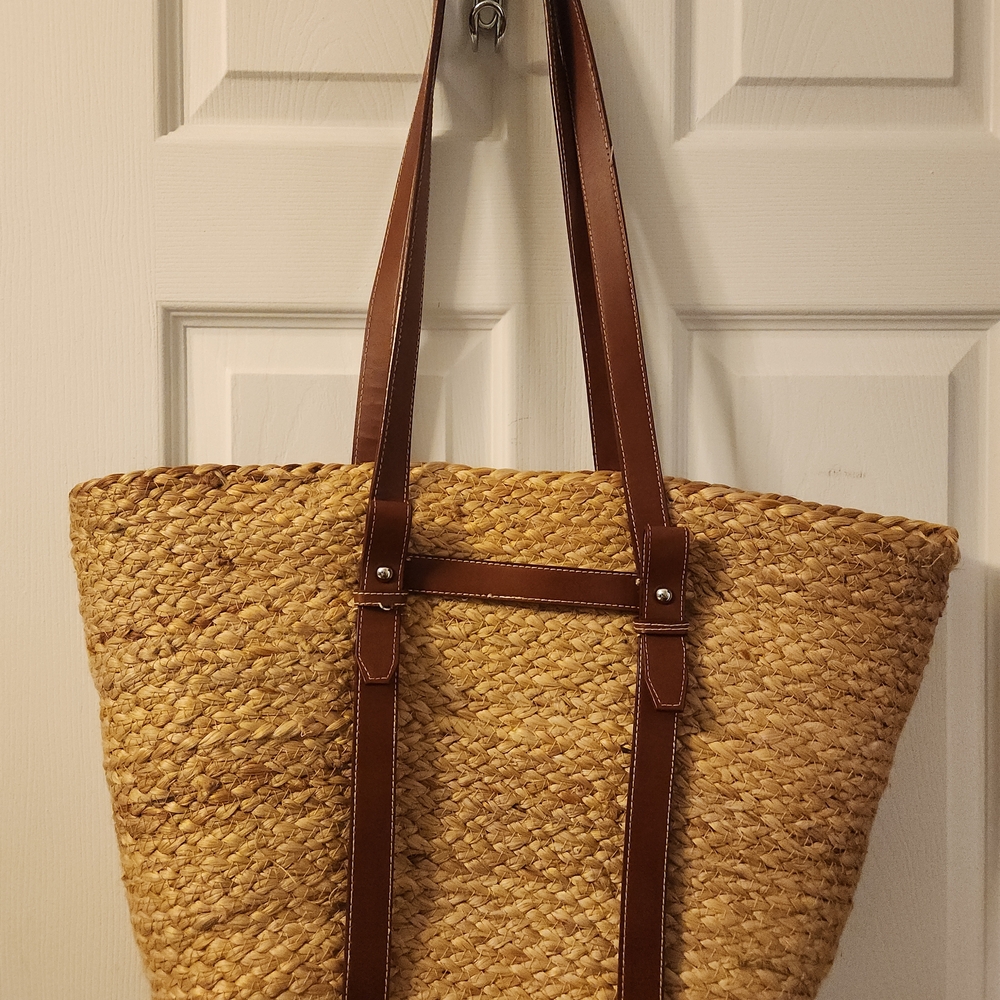 Brown Woven Tote Bag